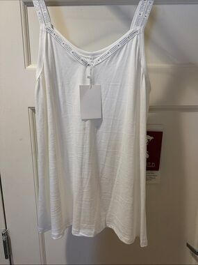 Women’s White Tank Top with Embellished Straps